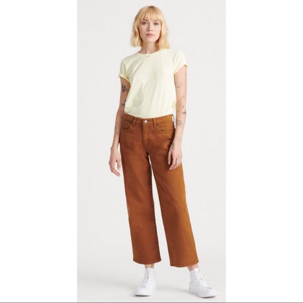 Lucky brand cumin mid rise crop wide leg jeans